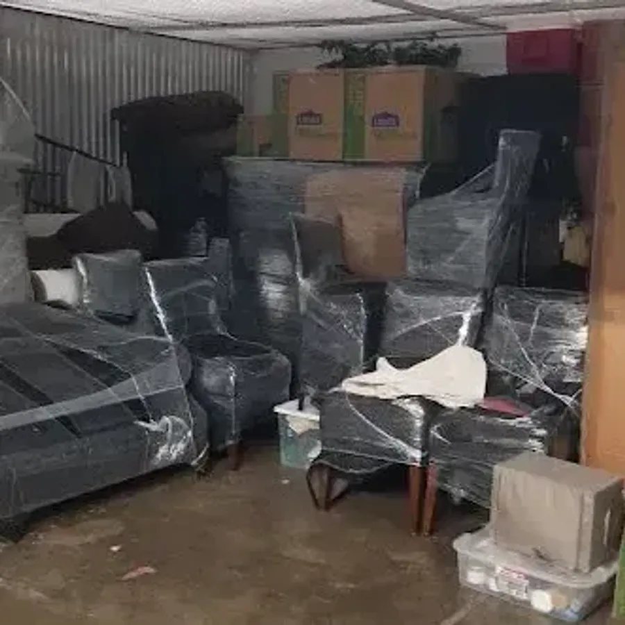 Boxes organized inside a secure storage unit